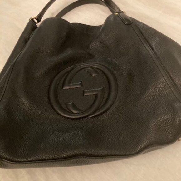 SOHO Gucci Black Largest SOHO Pebble Leather Shoulder Handbag - Picture 2 of 16